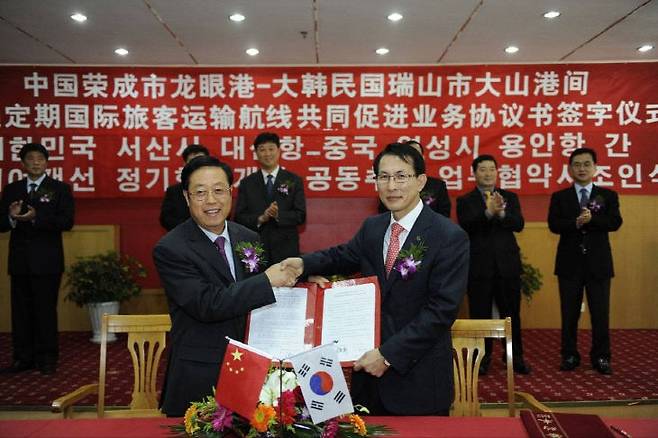 서산시가 대산항과 중국 석도항을 연결하는 국제여객항로 개설을 본격 추진하며 환황해권 해상 교통의 새로운 축으로 부상하고 있다(사진=서산시 제공)