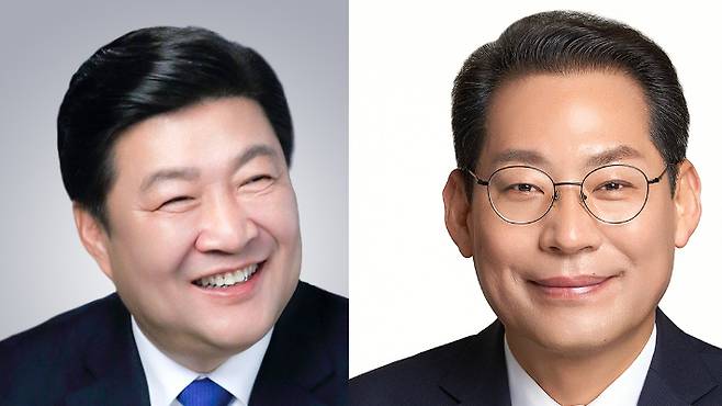 더불어민주당 순천시장 후보 결선에 오른 오하근 후보와 손훈모 후보. 선관위 제공