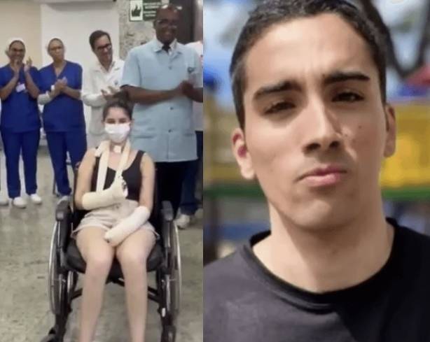 브라질 리우데자네이루 주 상곤살루에 사는 알라나 아니시오 로사(오른쪽)는 자신을 집요하게 스토킹해온 한 남성이 휘두른 흉기에 수십 차례 찔렸다. 알라나는 몇 주 동안 여러 차례에 걸친 대수술 끝에 회복했다. 오른쪽은 가해자인 루이스 펠리페 삼파이오. 자료 : 브라질 SBT뉴스