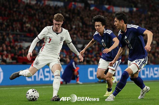 지난 1일 영국 런던 웸블리에서 열린 평가전에서 일본에 0-1로 졌던 잉글랜드 축구대표팀. /AFPBBNews=뉴스1