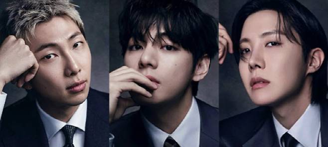 RM(왼쪽부터), 뷔, 제이홉. (사진=아리랑 앨범 재킷 캡처)