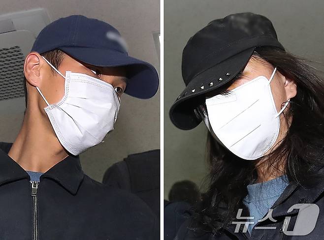 50대 장모를 살해하고 여행용 가방(캐리어)에 담아 대구 북구 신천 잠수교 인근에 버린 혐의(존속살해 등)를 받는 20대 사위(왼쪽)와 시체유기 등 범행에 가담한 20대 딸이 2일 오전 구속 전 피의자 심문(영장실질심사)을 받기 위해 대구지방법원에 도착하고 있다. 2026.4.2 ⓒ 뉴스1 공정식 기자