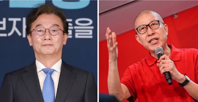 부산시장 후보로 확정된 더불어민주당 전재수 의원과 국민의힘 박형준 시장. 각 캠프 제공