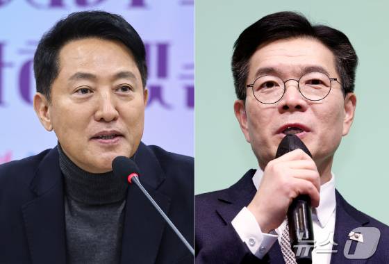 오세훈 서울시장(왼쪾)과 정원오 전 성동구청장ⓒ 뉴스1 양혜림 디자이너