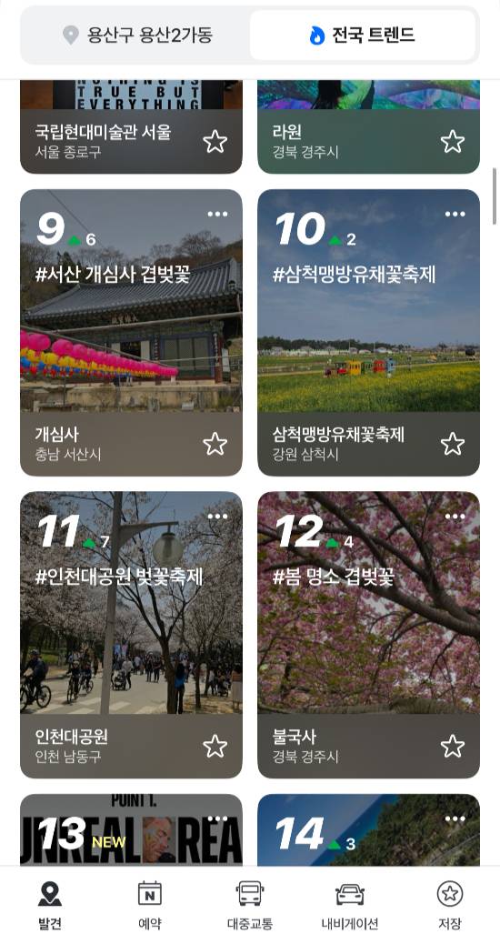 네이버지도 발견탭에 올라온 벚꽃명소 클립 리뷰. 2026.04.12./사진제공=네이버