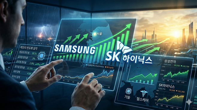 시장 심리가 냉각된 이후의 기회를 모색하는 과정에서 삼성전자와 SK하이닉스를 필두로 한 대한민국 증시가 차기 사이클의 핵심 투자처로 부각되고 있다. 출처=제미나이 생