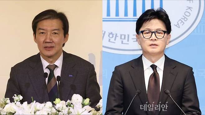 왼쪽부터 조국 조국혁신당 대표와 한동훈 전 국민의힘 대표.ⓒ데일리안 홍금표 기자