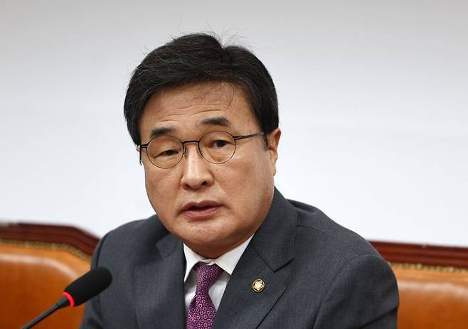 김대식 국민의힘 당대표 특보단장이 13일 오전 서울 여의도 국회에서 장동혁 대표 방미 관련한 취재진 질문에 답하고 있다. ⓒ뉴시스