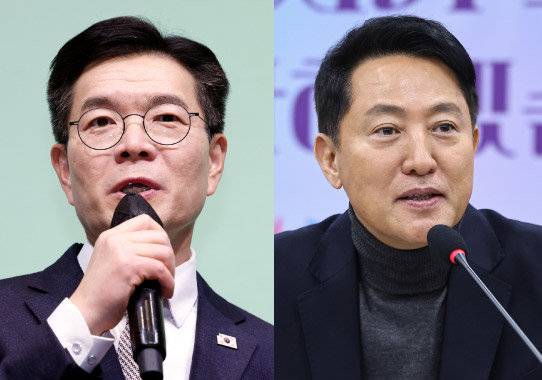 정원오 전 성동구청장(왼쪽)과 오세훈 서울시장. 뉴스1