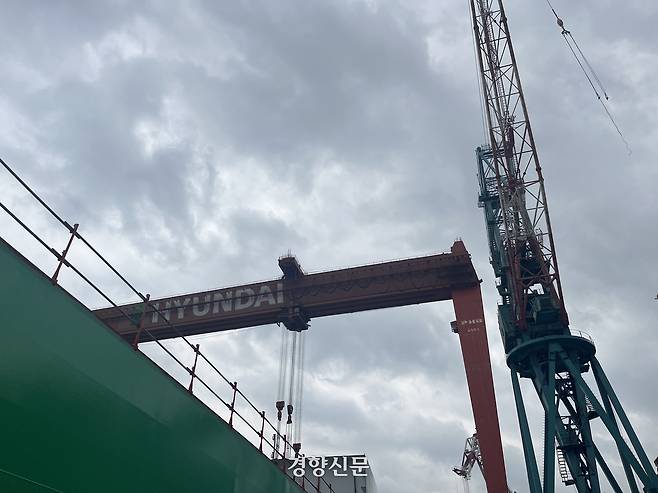 울산시 동구 전하동 HD현대중공업 2야드에 있는 골리앗 크레인. 김원진 기자