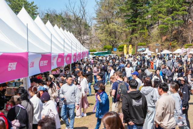 ▲ 11~12일 열린 속초영랑호 벚꽃축제 행사장에 시민과 관광객이 몰려 성황을 이뤘다.