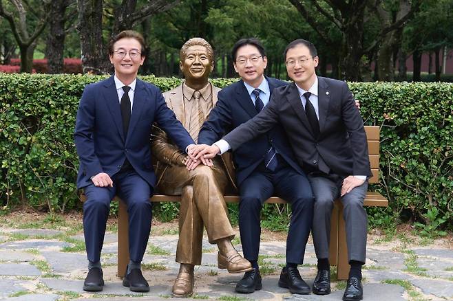 전재수 부산시장 후보·김경수 경남지사 후보·김상욱 울산시장 후보. 민주당 경남도당 제공