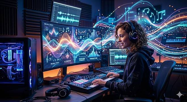 AI로 생성한 'AI 음악' 이미지.