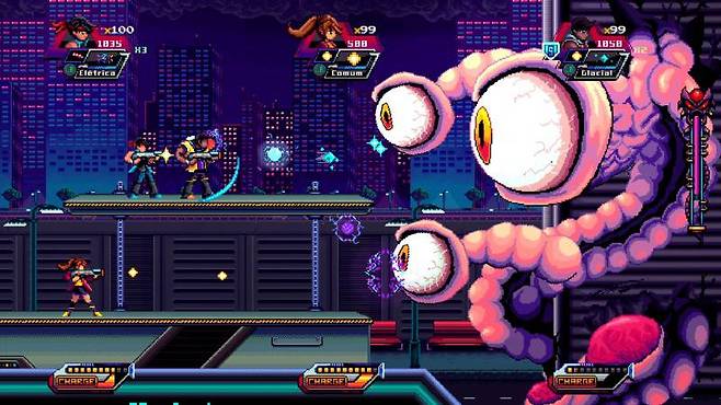 고전 아케이드 감성과 사이버펑크의 결합