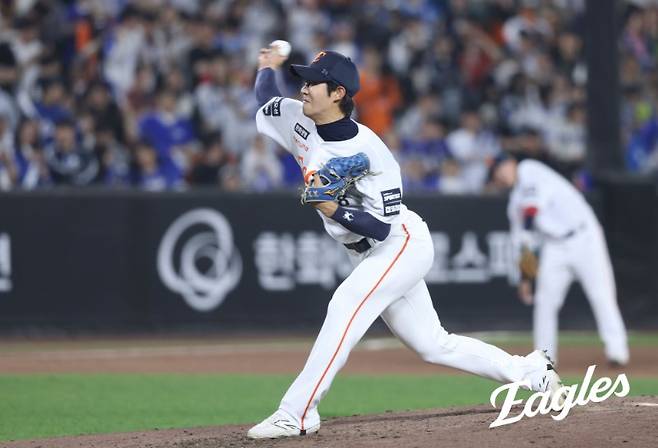 지난 15일 대전 삼성 라이온즈전에서 2⅓이닝 4피안타 2볼넷 3탈삼진 4실점(2자책)으로 고전했던 한화 이글스 우완 이상규. 사진 한화 이글스