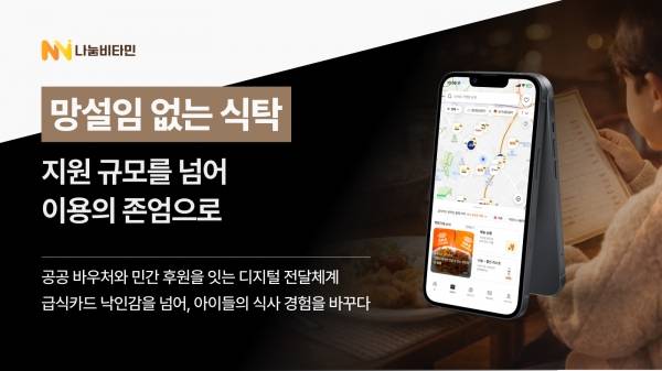 디지털 플랫폼 '나비얌'을 통해 급식 카드 낙인감을 없애고, 아이들의 당당한 식사 권리를 보장하는 나눔비타민. ⓒ나눔비타민