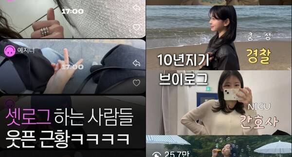 셋로그 모습. 인스타그램 갈무리