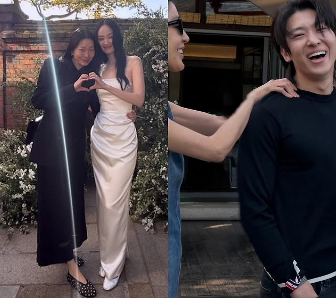 ▲ 톱모델 신현지의 스몰웨딩 현장이 공개됐다. 출처|장윤주 인스타그램, 홍진경 인스타그램