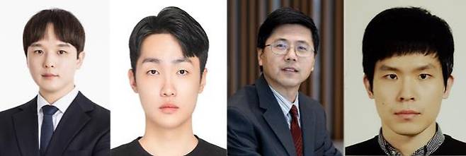 (왼쪽부터)고려대 기계공학부의 서병석 교수(제1저자), 노도원 석·박사통합과정(제1저자), 노스웨스턴대 기계공학과의 신치 첸(Xinqi Chen) 교수(교신저자), 고려대 기계공학부의 최원준 교수(교신저자). (사진=고려대)