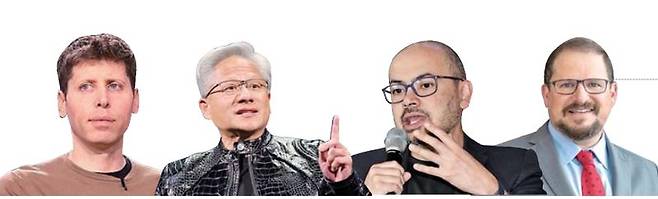 왼쪽부터 샘 올트먼 오픈AI CEO, 젠슨 황 엔비디아 CEO, 데미스 허사비스 구글 딥마인드 CEO, 크리스티아노 아몬 퀄컴 CEO