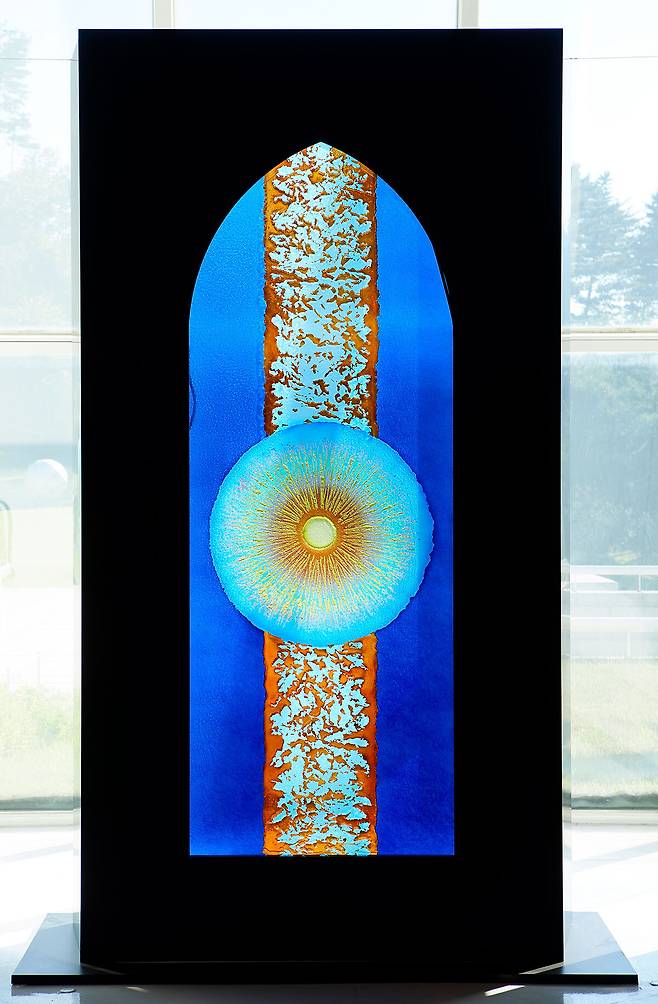 ‘빛의 탄생’(2019, 스테인드글라스, 영은미술관 소장) 김용출 선임기자. 국립현대미술관 제공
