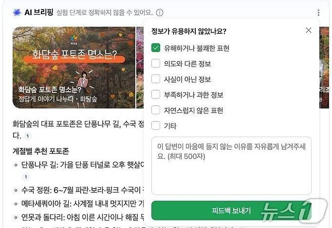 네이버 AI 브리핑 피드백 기능 (네이버 AI 브리핑 갈무리)