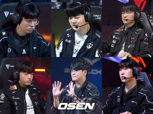 왼쪽 위부터 시계 방향으로 '제우스’ 최우제 ’캐니언' 김건부 ’페이커’ 이상혁 ’제카’ 김건우, ’구마유시’ 이민형 ’케리아’ 류민석. /OSEN DB