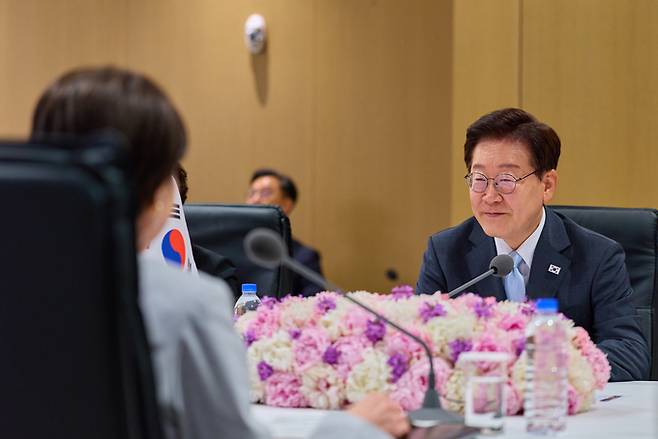 ▲ 이재명 대통령이 19일 경북 안동 한 호텔에서 열린 다카이치 사나에 일본 총리와의 정상회담에서 발언하고 있다. 연합