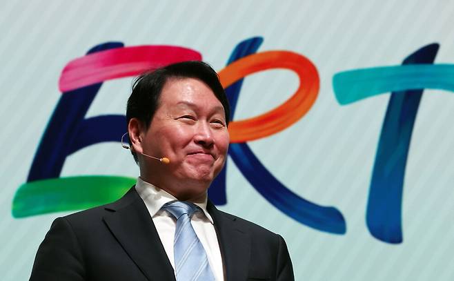 최태원 대한상공회의소 회장이 20일 서울 중구 대한상공회의소에서 열린 '신기업가정신협의회(ERT) 멤버스 데이' 행사에서 인사말을 하고 있다. 연합뉴스