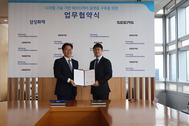 씨어스가삼성화재와 손잡고 중장기 디지털 헬스케어 협력 모델을 구축했다. 사진은 씨어스와 삼성화재의 업무 협약식. /사진=씨어스 제공