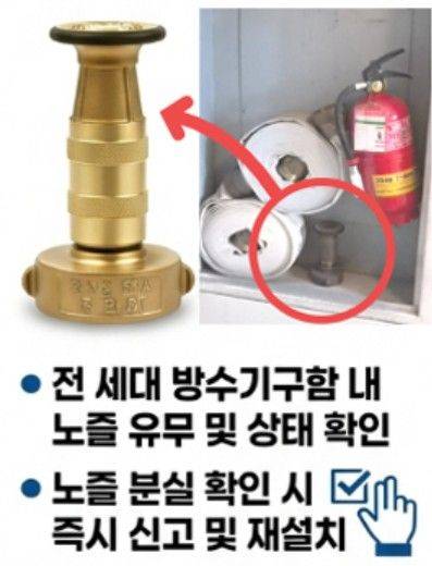 울산남부경찰서가 최근 관내 아파트 단지에 배부한 소방호스 황동 노즐 절도 범죄 예방 안내문 일부. 울산 남부경찰서 제공 사진 일부 편집.