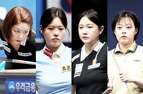 26/27시즌 개막전 ‘우리금융캐피탈 LPBA챔피언십’ 4강전은 (왼쪽부터)김가영-서한솔, 김민아-이화연 대결로 좁혀졌다. (사진=PBA)