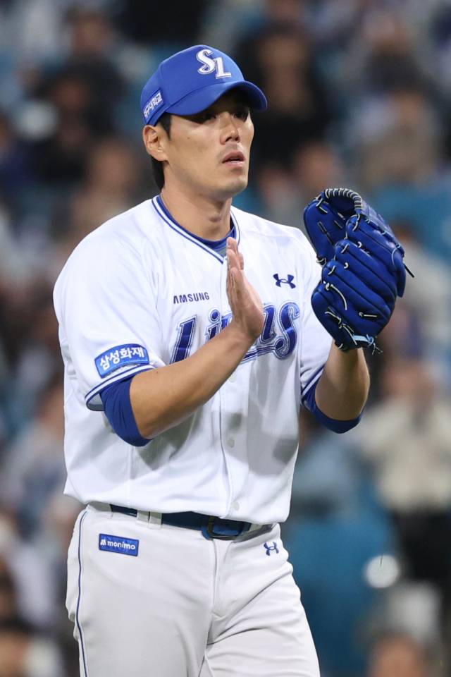 삼성 라이온즈의 마무리 투수 김재윤. 삼성 제공
