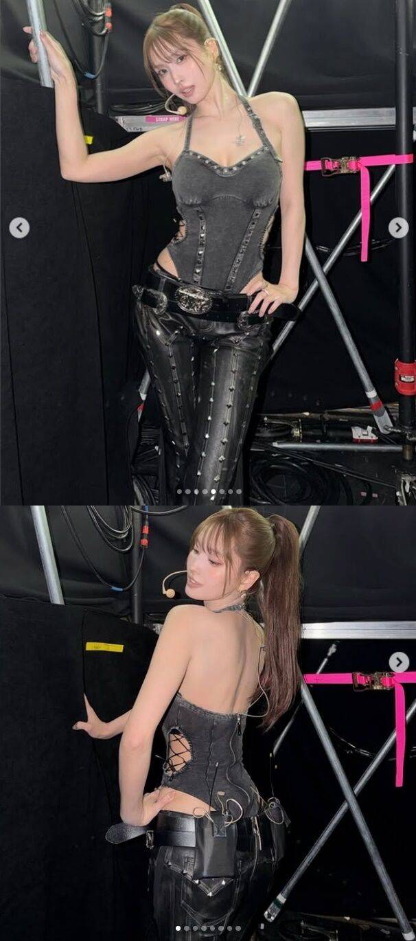 모모는 카메라를 응시하며 카리스마 넘치는 표정을 지으며 압도적인 아우라를 과시했다./모모 소셜미디어