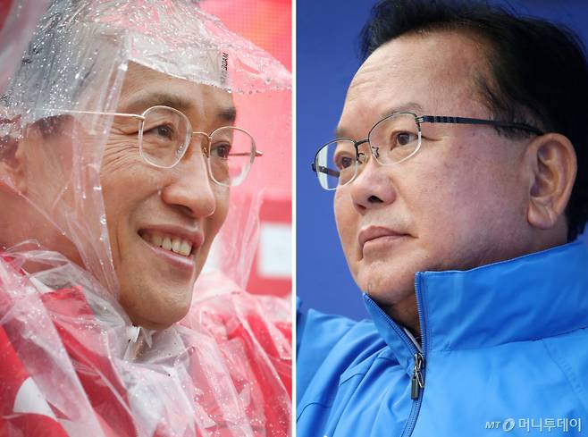 (대구=뉴스1) 공정식 기자 = 추경호 국민의힘 대구시장 후보(왼쪽)가 27일 오전 대구 북구 팔달교 앞에서 출근길 시민들을 향해 인사하고 있다. 같은 날 오전 김부겸 더불어민주당 대구시장 후보는 북구 태전네거리에서 아침 인사를 하고 있다. 2026.5.27/뉴스1 Copyright (C) 뉴스1. All rights reserved. 무단 전재 및 재배포, AI학습 이용 금지. /사진=(대구=뉴스1) 공정식 기자