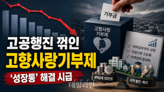 한국지방자치학회 고향사랑기부제 특별위원회는 현행 10만원 전액 세액공제 구조가 기부 확대의 병목으로 작용하고 있다며, 세액공제 한도를 최소 20만원으로 높이고 지정기부와 답례품 제도를 지역경제 활성화 장치로 고도화해야 한다고 제안했다. ⓒ데일리안 배군득 기자(생성형AI를 활용해 제작했으며, 수치와 내용은 기자가 검수함.)
