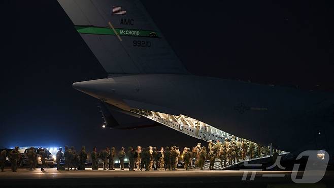 쿠웨이트 알리 알 살렘 미군 공군기지의 미군 병사들. 2021.8.19. ⓒ 뉴스1 ⓒ AFP=뉴스1