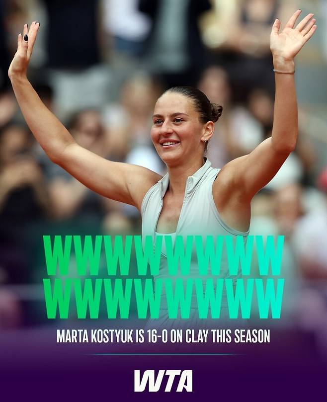 클레이코트 시즌 16연승을 기록한 코스튜크. WTA 투어