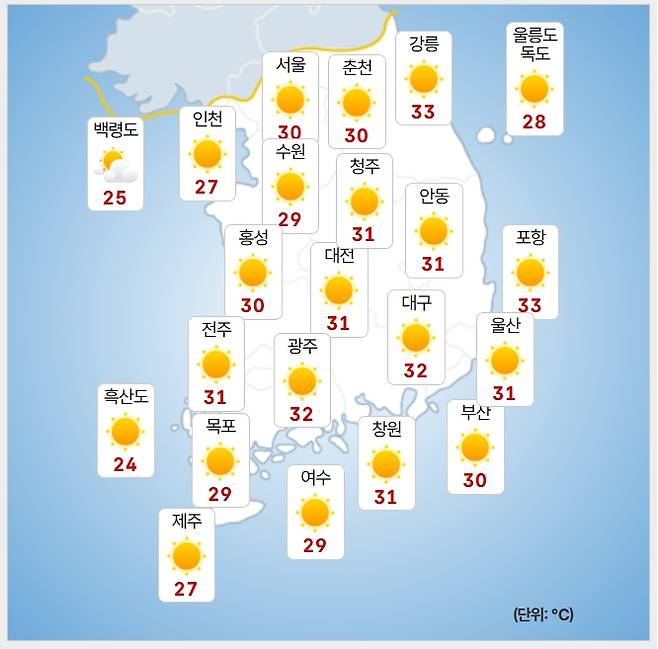 ⓒ기상청: 오늘(31일) 오후 날씨