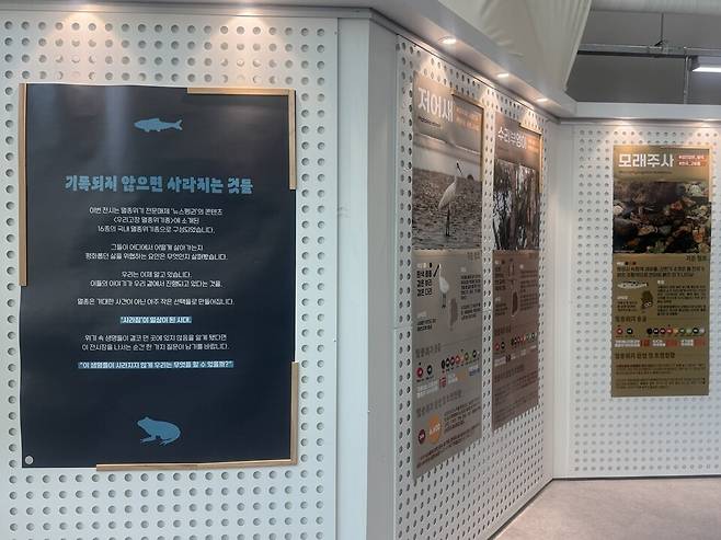세계환경의날을 앞두고 마련된 이번 전시는 기후위기 담론을 넘어 생물다양성 위기와 생태계 보전의 중요성을 함께 조명한다. (사진 곽은영 기자)/뉴스펭귄