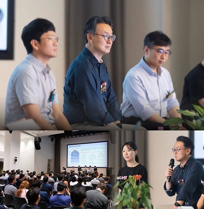 은석현 LG전자 전장(VS)사업본부장 사장이 지난달 26일 서울 강서구 LG사이언스파크에서 진행된 2·4분기 VS본부 타운홀 미팅에서 VS사업본부의 인공지능 전환(AX) 추진 방향성에 대해 설명하고 있다. LG전자 제공