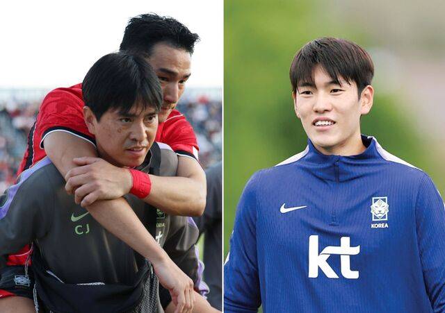 지난 31일(한국시간) 미국 유타주 브리검영대 사우스필드에서 열린 트리니다드토바고와의 평가전에서 부상을 당한 조유민이 스태프에게 업혀 그라운드를 빠져나오고 있다. 아래 사진은 대표팀의 훈련 파트너로 사전 캠프에 동행한 조위제. 그는 1일 조유민을 대체할 국가대표로 발탁됐다. 연합뉴스뉴시스