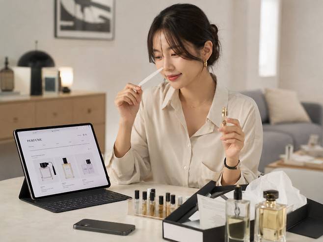 여성이 향수를 시향하는 모습. (사진=ChatGPT 생성 이미지)