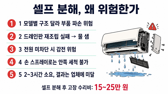 에어컨 셀프 분해 청소를 권하지 않는 이유 5가지
