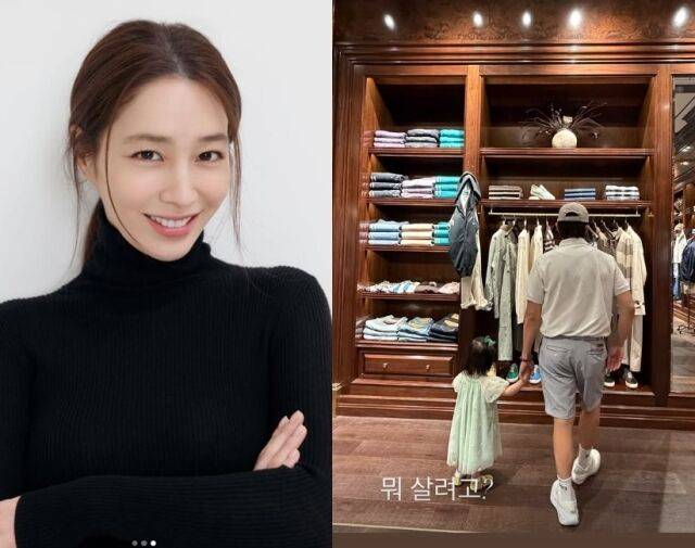이민정은 6일 자신의 소셜미디어에 “뭐 살려고?”라는 글귀와 함께 남편 이병헌과 딸의 근황이 담긴 사진을 올렸다./이민정 소셜미디어