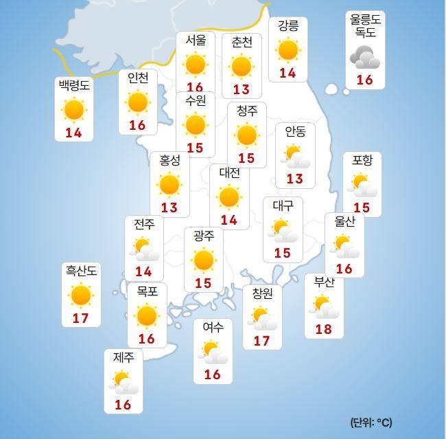 ⓒ기상청 내일(9일) 오전 날씨