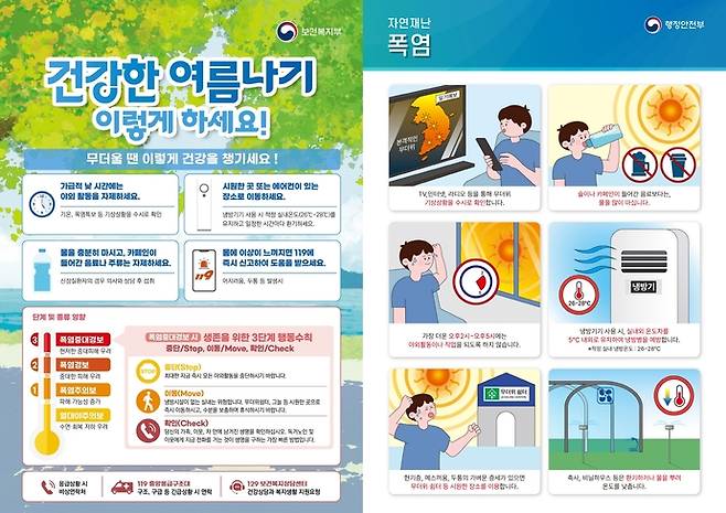 건강한 여름나기 간이 안내서(왼쪽) 및 폭염 대비 행동요령 리플릿. 사진=고양시청