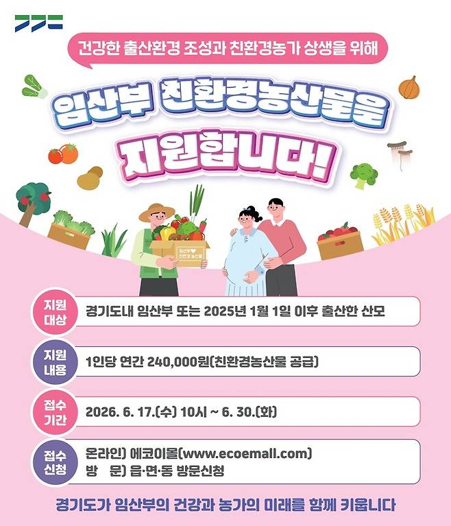 「임산부 친환경농산물 지원사업」 프로그램 포스터. 사진=이천시청