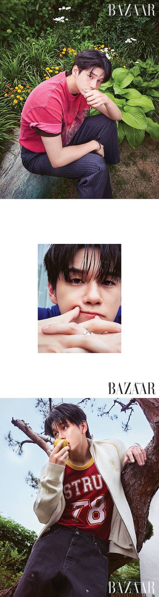 워너원 멤버이자 배우를 병행하는 옹성우가 현재에 충실한 삶의 태도를 전했다./사진제공=하퍼스바자