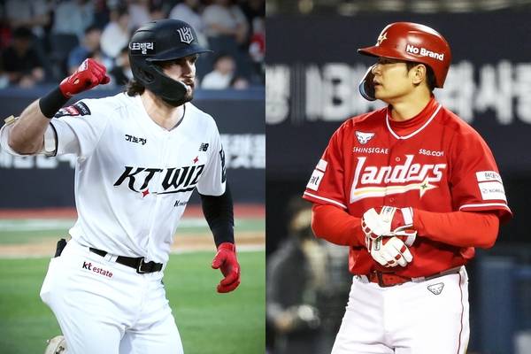 23일부터 시작되는 ‘경인더비’ 에서 화력 대결을 펼칠 kt wiz 힐리어드(왼쪽)와 SSG 랜더스 김재환. /kt wiz·SSG 랜더스 제공